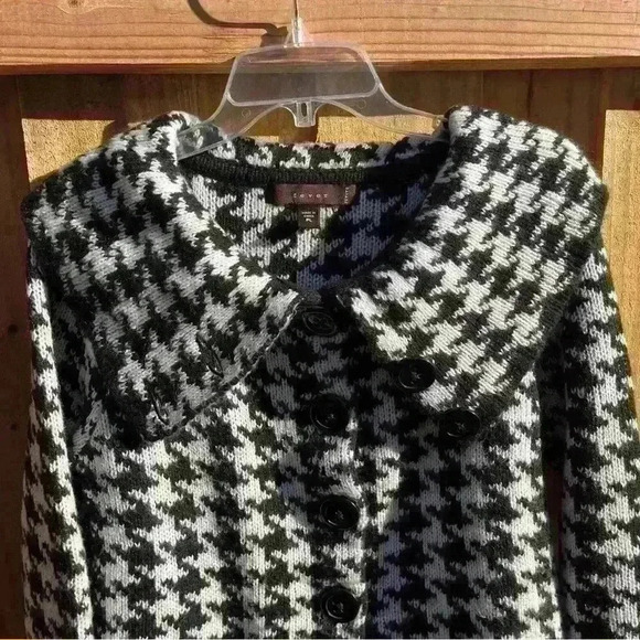 New ModCloth Fever Houndstooth Sweater Top Button Up 90s Y2K Gothic PL - Picture 4 of 5